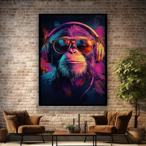 Toile d'animaux sans cadre pour habiller un mur vide avec une peinture de singe