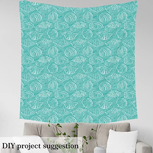 Sea Shells Upholstery Fabric for Chairs,Ocean Marine Beach Starfish Fabric by The Yard,Hawaiian Sea Life Animals Fabric for Upholstery and DIY Projects,3 Yards,(L276*W150cm) Seafoam White - Image 3