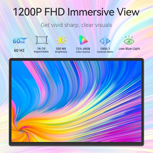 Image of 16 inch Portable Monitor for Laptop - 1200P FHD Laptop Screen Extender HDMI USB C HDR Travel Dual External Display with Stand Gaming Monitor for Windows MAC Computer Switch Phone Xbox PS4 /5