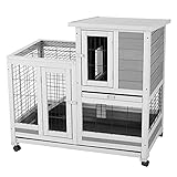 Leicht zu reinigen: Sowohl die obere Ablagefläche als auch die untere Ablage lassen sich zur einfachen Reinigung herausziehen. Bei Bedarf kann das obere Dach geöffnet werden, um den Ruhebereich zu belüften. Der Boden des Käfigs ist höher als der Boden, um zu verhindern, dass er von Wasser durchnässt wird.