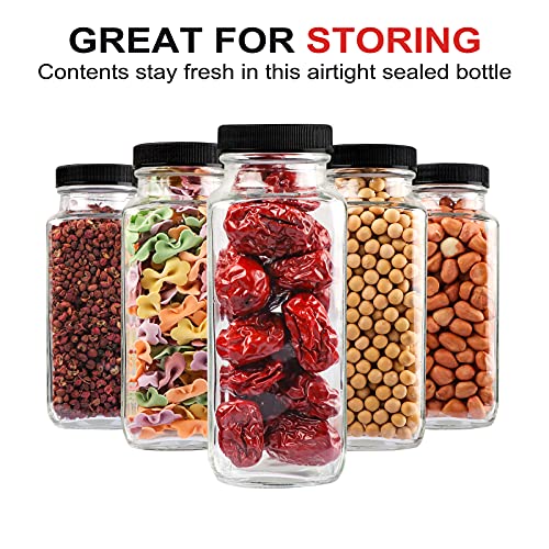 Hingwah 8.5 Oz Glass Drink Bottles, Set Of 12 Vintage Glass Water Bottles With Lids, Great For Storing Juices, Milk, Beverages, Kombucha And More (Labels And Sponge Brush Included) #TOP6