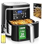 Aigostar Cube 30IBT - Friggitrice ad Aria XXL, 1900W, 7L air fryer, Pannello touch a led, 20- Ricette, Cestello removibile anti aderente, Mantenimento calore, 7 Scelte già programmate