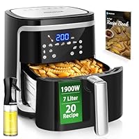 Aigostar Cube 30IBT - Friggitrice ad Aria XXL, 1900W, 7L air fryer, Pannello touch a led, 20-...
