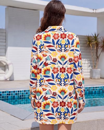 Image of Bsubseach Women Long Sleeve Button Down Shirts Blouses Swim Beach Cover Up