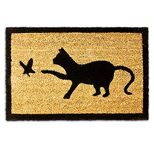 Relaxdays 10016759 Paillasson en fibres de coco Tapis de sol porte d’entrée accueil motifs chat...