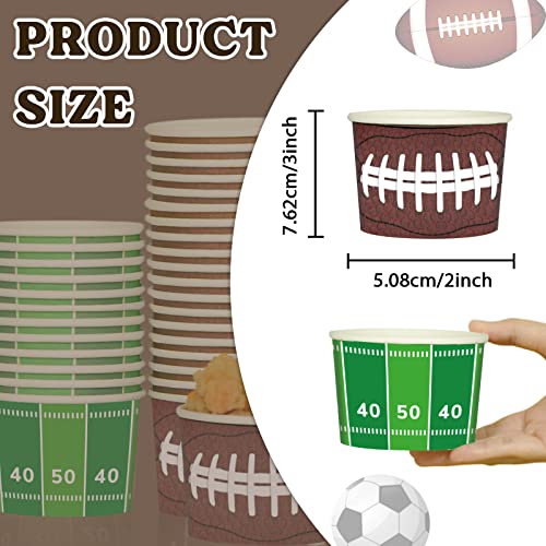 Image of gisgfim Football Party Snack Bowls Supplies for 50 Guests Disposable 9 oz Football Chili Serving Snack Bowls Paper Treat Cups Bucket for Game Day Sports Events Food Birthday Party