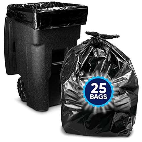 95-96 Gallon Large Black Trash Bags (25 Bags W/Ties Value Pack) Extra Large Trash Bags, 90 Gallon, 95 Gallon, 96 Gallon, 100 Gallon #TOP5