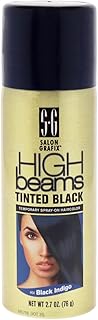 Salon Grafix High Beams Tinted Black Temporary Spray - No Bleach Hair Color for Women and Men - Temporary Hair Dye for Subtle Highlights - Black Indigo - 2.7 oz