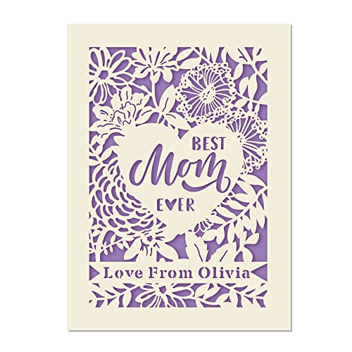 Personalisierte Muttertagskarten, personalisierte Muttertagsgeschenke für Frauen, Sie Mutter, Großmutter, Mama, Mama, Großmutter, Tante, Ehefrau, Beste Mama Ever, 6 Farben, mit Umschlag (LilacPurple) Cover