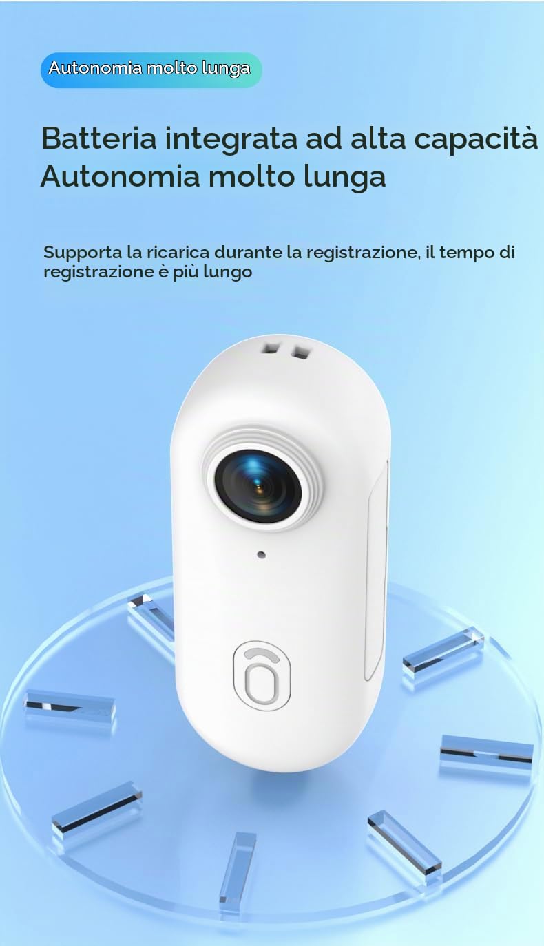 Mini Action Cam 4K Sport Camera portatile impermeabile Videocamera con clip di rotazione a 360° Telecamera POV Cam con Magnetica Mini Camera per vlogging ciclismo moto animali bambino Audio e Video