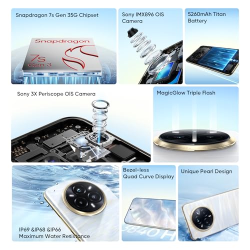 realme 14 Pro+ 5G Smartphone, 50MP +50MP Fotocamera, 120Hz 6.83'' Quad Curve Display, Snapdragon 7s Gen 3 processore, 5000mAh Titan Batteria (Bianco) - Immagine 1