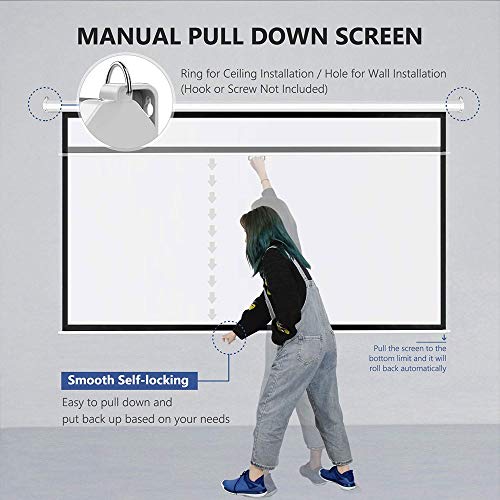 Pantalla Manual Retráctil para Proyector 120 Pulgadas 4:3 miniatura 3