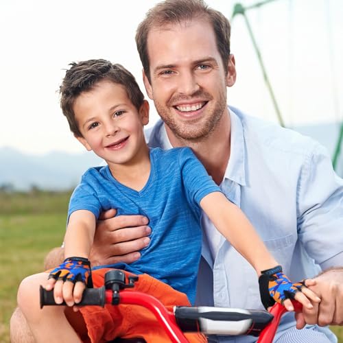 Image of Boao 3 Pairs Kids Half Finger Bike Gloves | Non-slip Breathable Fingerless Gloves for Boys Girls, Cycling Workout Weight Lifting Training Gift, Adjustable Wrist