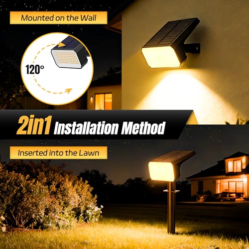 Flaow Solar Spot Lights Outdoor Waterproof, 6 Pack, 118 LED Warm White by Flaow - Used condition - Image 6