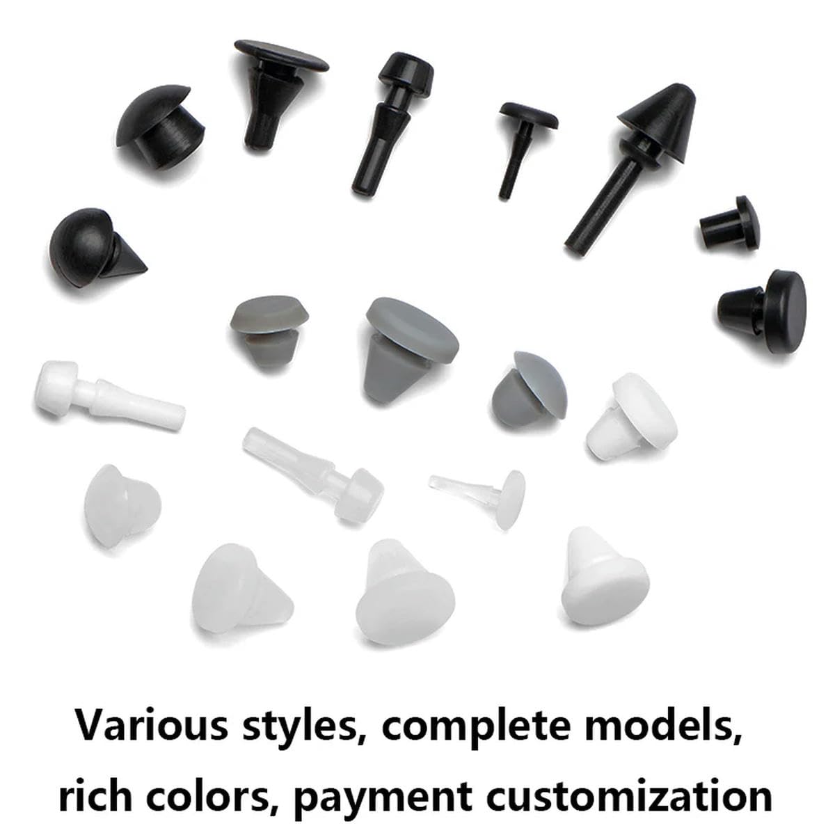 tapón de goma tapones de silicona en forma de T, Tapón de silicona for orificios, tapón de goma, tapón en T cónico, negro, 50 unidades(Black 50 Pcs,FC-463)