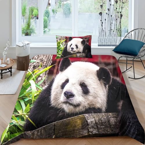 Housse de couette panda imprimé microfibre 3D parure de lit