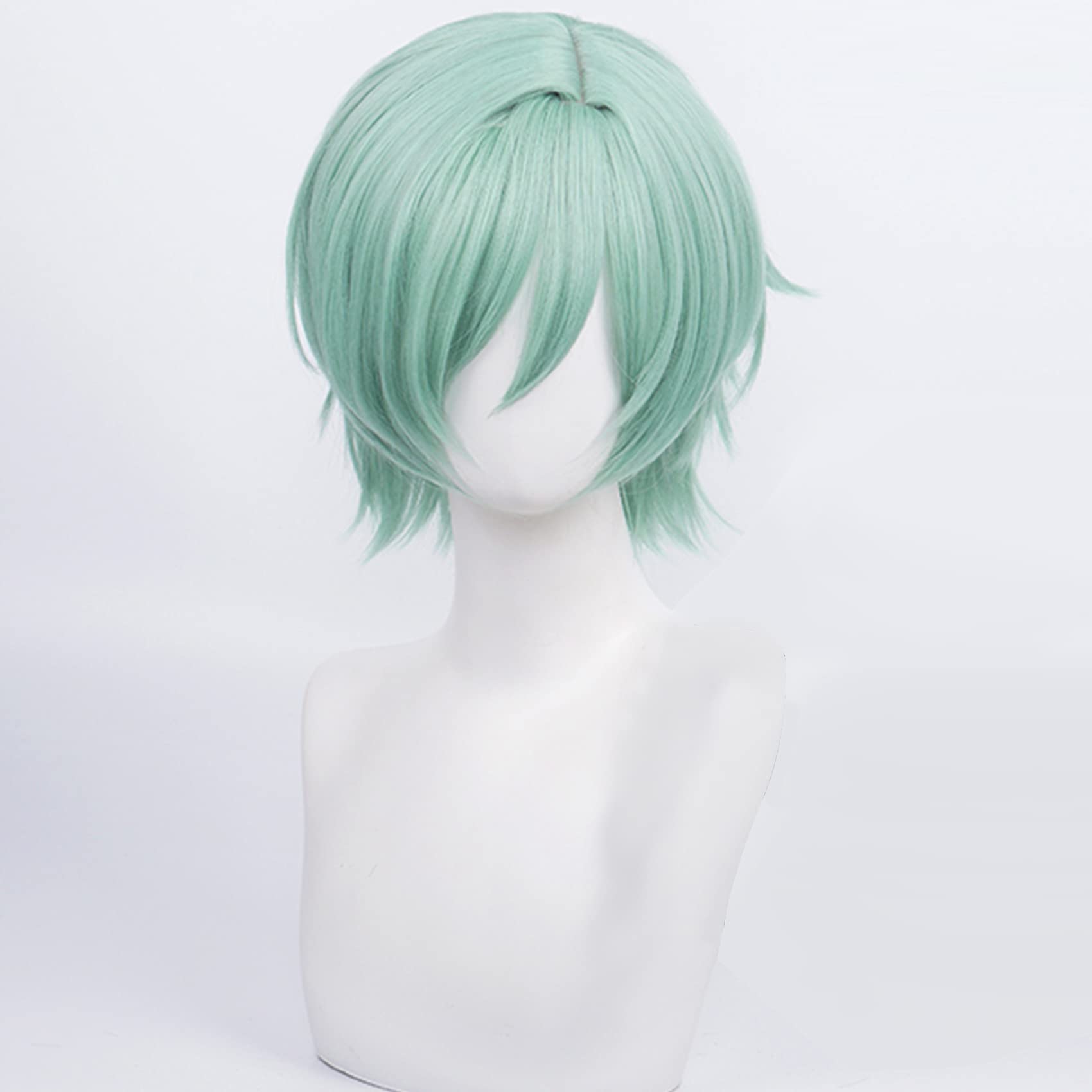 Cyan Short Straight Wig for Anime with Heat Resistant Fiber Synthetic for Women Men Halloween Comic Con Cos Role Replacement Wigs - Image 2