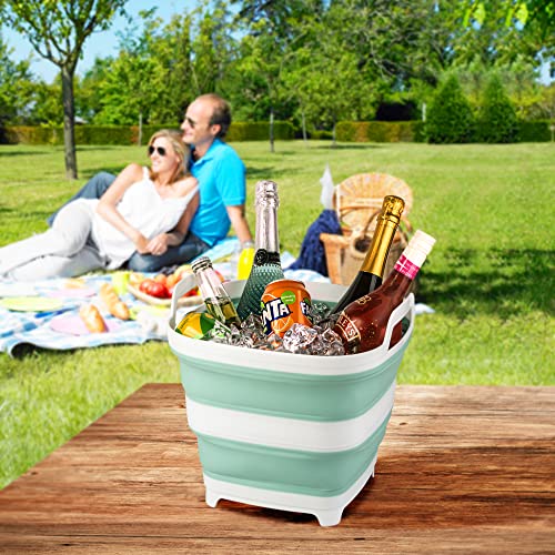 2 Pack Collapsible Ice Bucket With 2.77 Gal / 10.5L Each, Foldable Bottle Drink Cooler For Wine, Beer And Champagne, Space Saving Tub For House Cleaning, Outdoor Waterpot For Garden Or Camping #TOP4