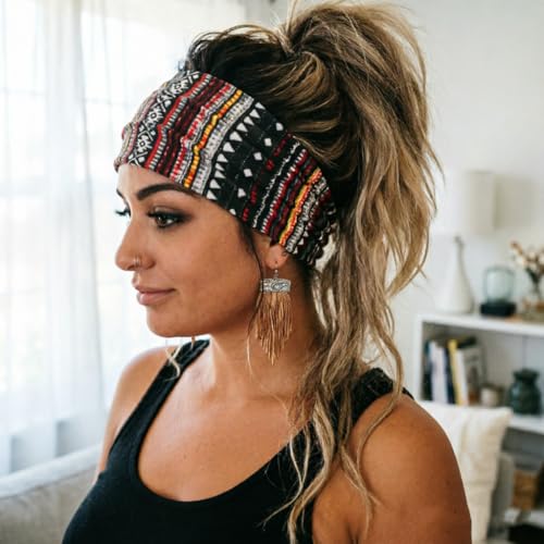 Image of DRESHOW 4 Pack Turban Headbands for Women Wide Vintage Head Wraps Knotted Cute Hair Band Accessories