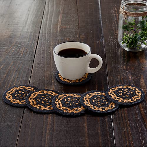 VHC-Brands-Black-Tan-Woven-Natural-Jute-Coaster-Set-of-6 VHC Brands Black Tan Woven Natural Jute Coaster Set of 6