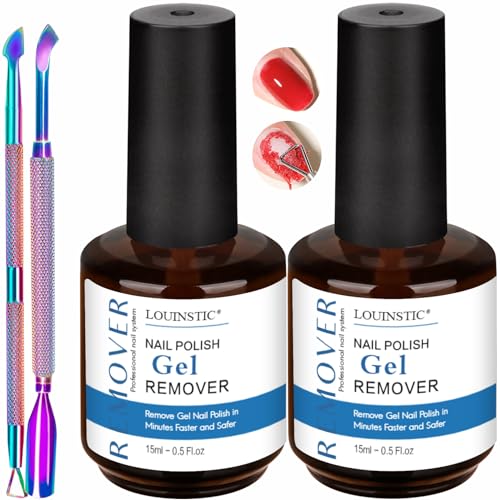 LOUINSTIC Gel Remover for Nails - 2 Bottles (15ML Each)