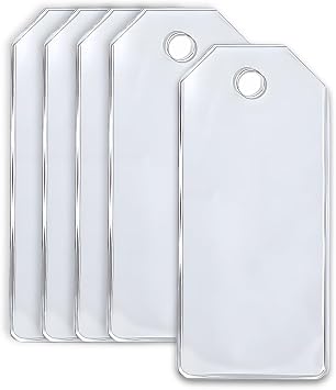Flex Tag, 50 Pack, Clear Flexible Key Tags, Reusable Key Labels, Ultra Thin Identifiers for Keys, Luggage, Inventory, Merchandise Labeling Tagging