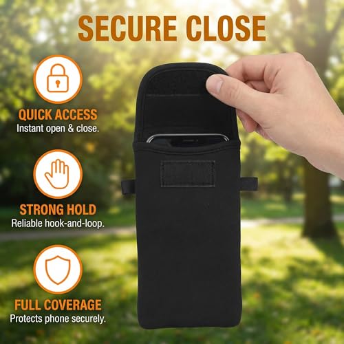ZGGAZCA Universal Neoprene Phone Pouch Cell Case Sleeve with Neck Strap Lanyard Holder for Cellphone, Around Neck Carrying Case for Seniors with the Belt Clip Loop and Secure Fit Black - Thumbnail 3