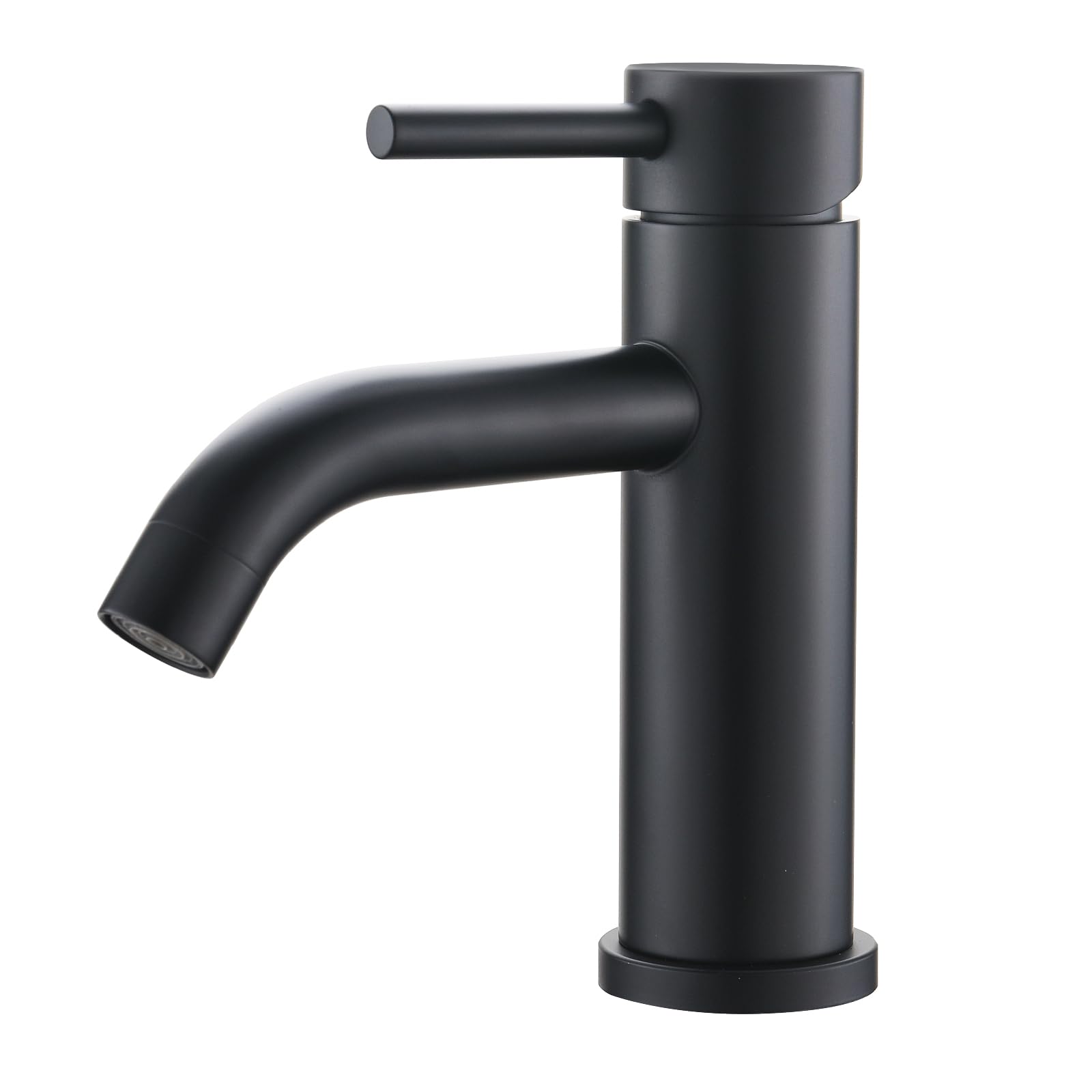 Ibergrif Wasserhahn Bad Mattschwarz - Kompakte Waschtischarmatur Edelstahl 304, 69mm Auslaufhöhe, Einhebelmischer Gäste-WC mit Keramikkartusche, Spritzarm, inkl. G 3/8 Schläuche, M11003B