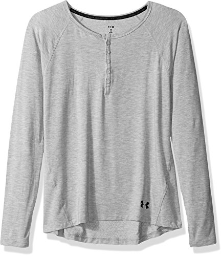 Under Armour Women's Athlete Ultra Comfort Recovery Henley Sleepwear,True Gray Heather /Carbon Heather, Large