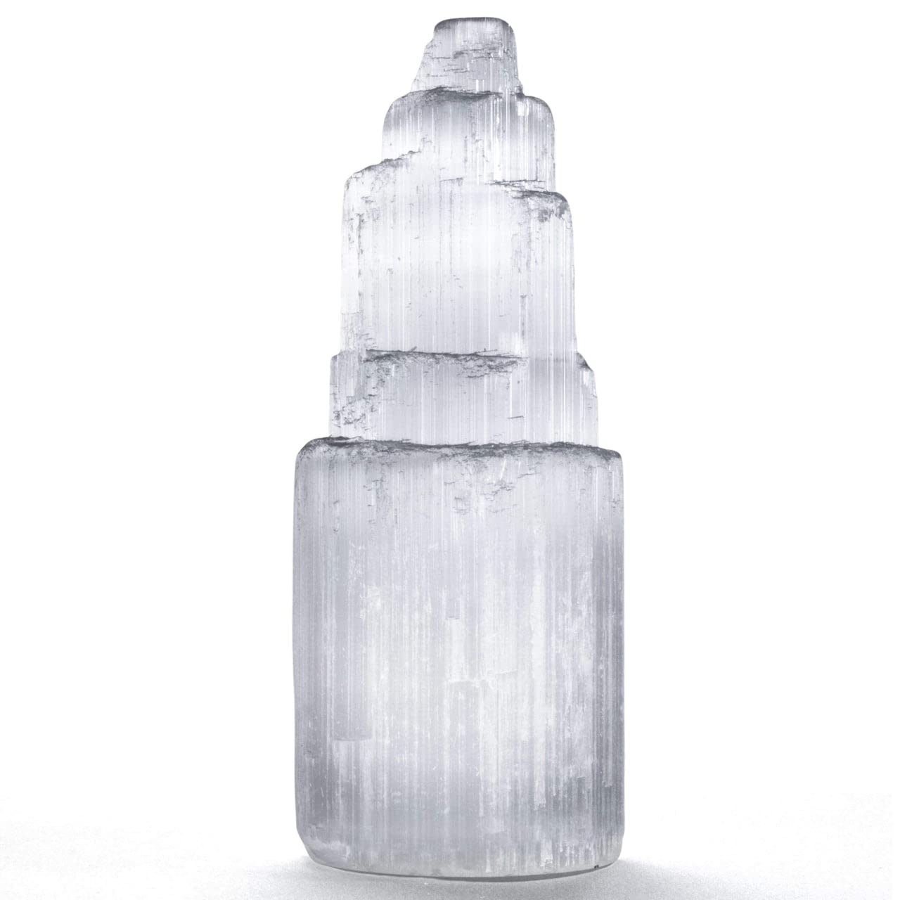 KALIFANO Selenite Skyscraper with Healing & Calming Effects - High Energy Selenita/Satin Spar Tower Used for Cleansing and Protection (Information Card Included)