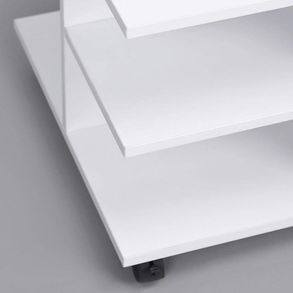 BAKAJI Mesa de café para salón multifunción Mesa sofá Porta TV revistas mesita de Noche con Ruedas de Madera melamina (Blanco)