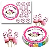 Baby shower girl, transferencias para Gelatina, Gelapaletas/edible image for jelly art topper printed in wafer paper or Bond paper (7.5' round image and 12 images 1.5') Edible image for gelatin.