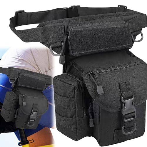 MINGZE Bolsa de pierna para moto, impermeable, riñonera para el muslo, correa ajustable para la pierna, mochilas, riñonera para hombre y mujer, para senderismo, ciclismo, pesca, ocio