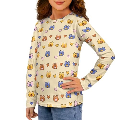 Girls Long Sleeve T Shirt Cute Graphic Crewneck Tee Soft Lightweight Loose Fit Basic Top for Fall Winter2