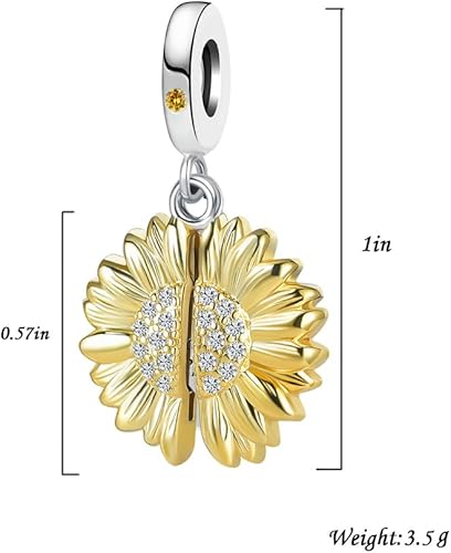 Miniatura 3 de NanMuc You are My Sunshine - Abalorio de girasol para pulseras Pandora con cuentas colgantes para mujer