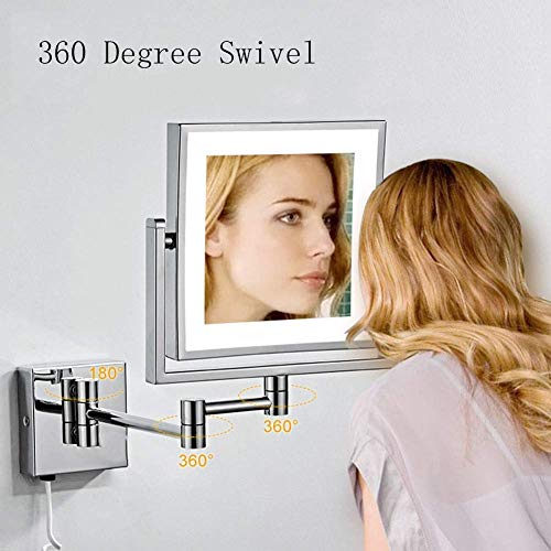 Miroir de maquillage mural pivotant grossissement 3X extensible double face - 4