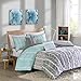 Intelligent Design Adel Cozy Comforter Geometric Design Modern All Season Vibrant Color Bedding Set with Matching Sham, Decorative Pillow, Full/Queen, Aqua, 5 Piece