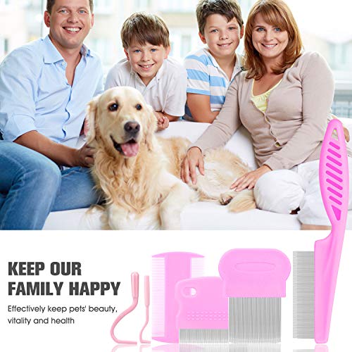 Cat Comb Dog Comb Fine Tooth Comb Pet Comb Grooming Set For Grooming And Removing Dandruff Flakes Remove Float Hair Tear Marks (Pink) #TOP5