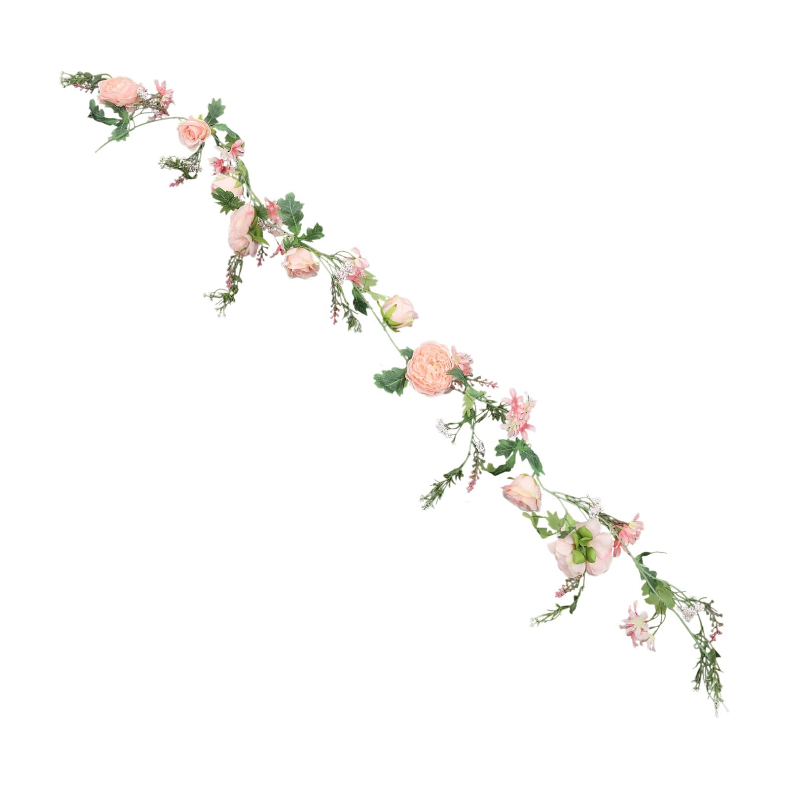 Blumengirlande Dekorative Kunstblumen Kunstblumengirlande Künstlich Rose Wohnraumdekoration 6 Stück,1.8m für Tür, Hochzeit, Party, Wand - Grün, Rosa
