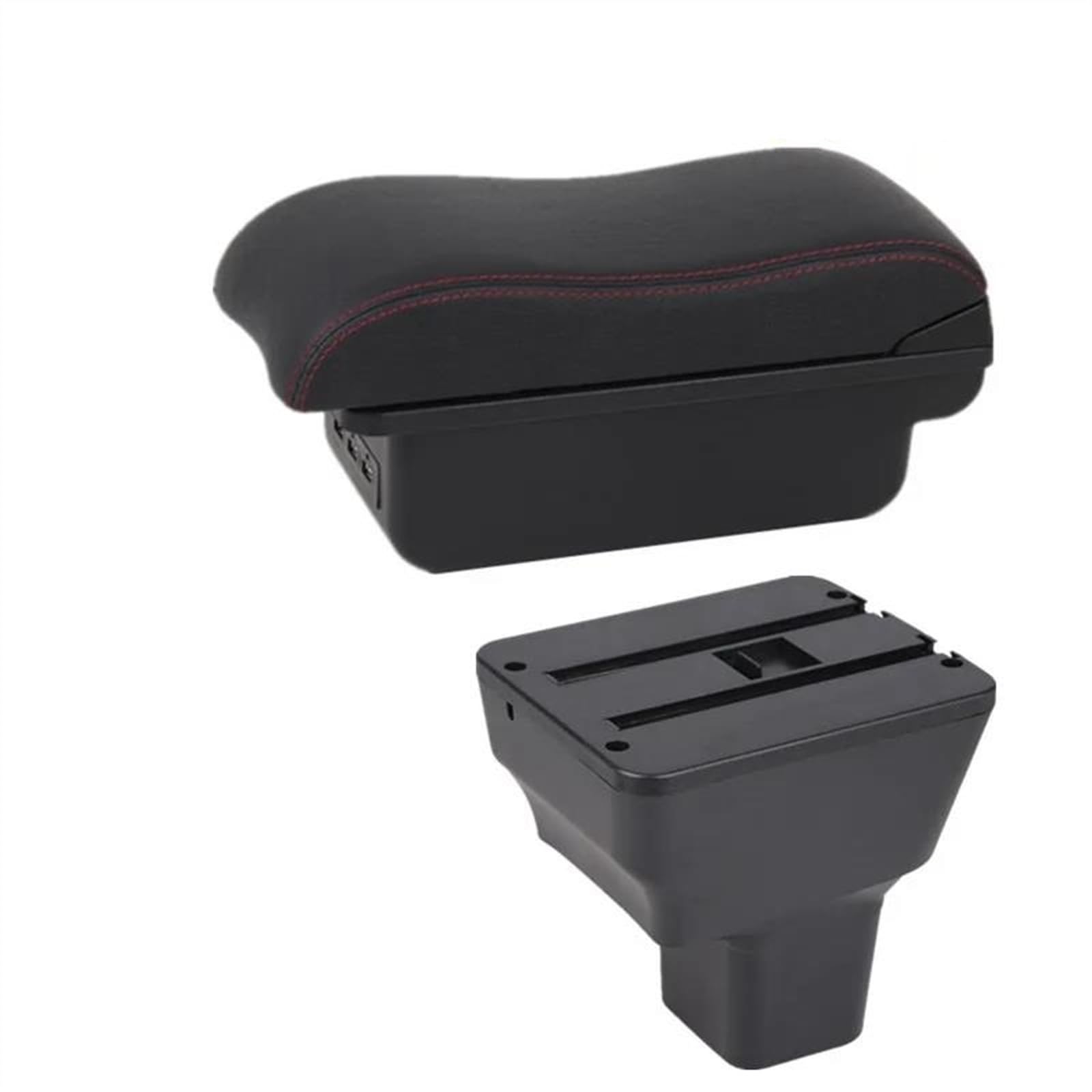 NMJLQW Storage Rack Car Armrest Special Storage Box Modification Parts For Kicks 2016 2017 2018 2019 2020 2021 2022 2024(B2 red line 3USB)