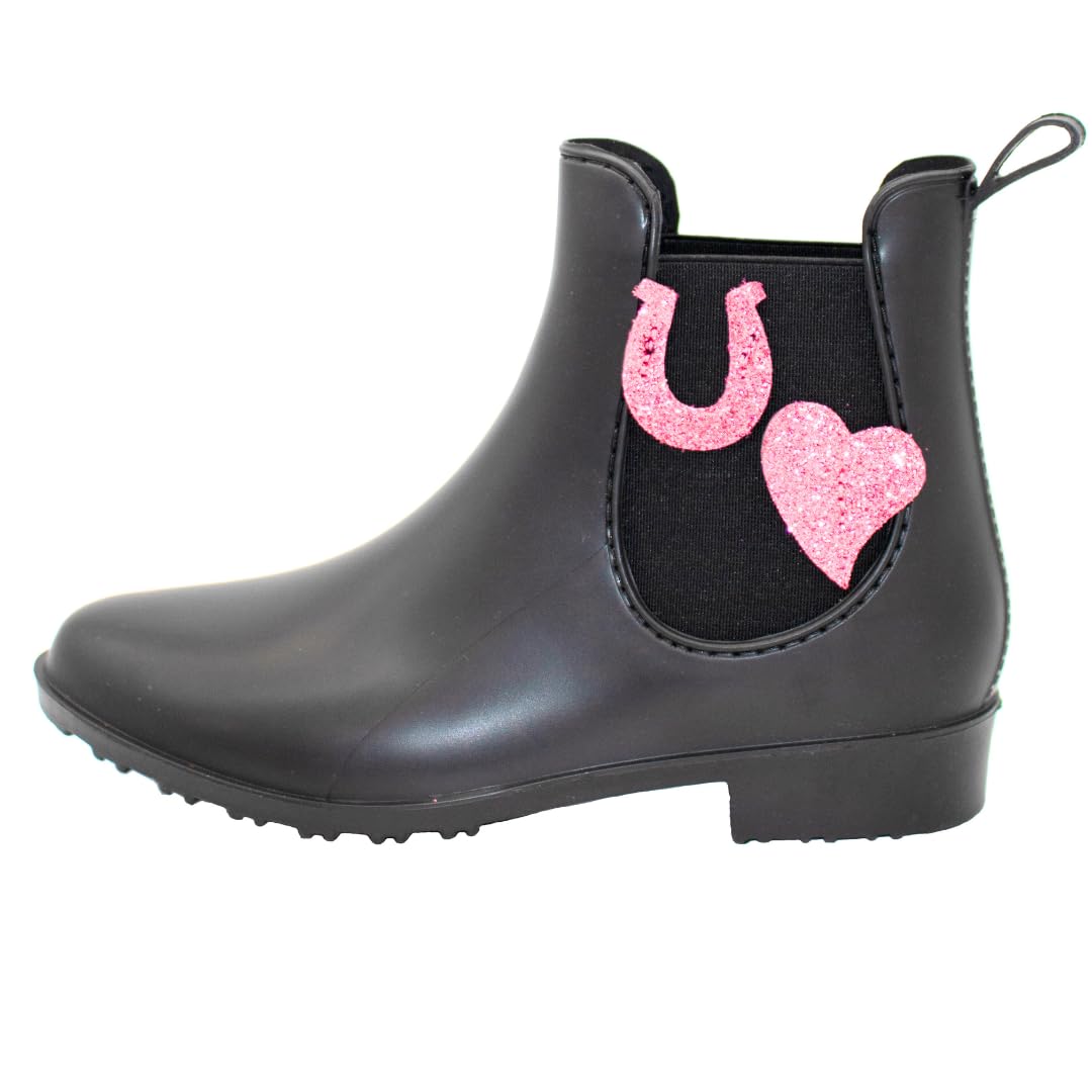 PFIFF 102663 Kinder Stiefelette „Lucky“, wasserdichte Gummistiefel, Schwarz, 30-35