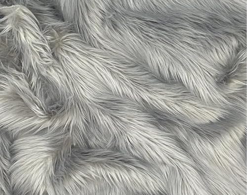 Image of Prokart Soft Faux Fur Fabric Cloth - 60 Inch Wide Pana | Fur Fabric Decorative Cloth for Crafting Soft Toys, Fancy Dress, Baby Photoshoot, Wedding Mandap & Party Decor (Grey, 5 Mtr)