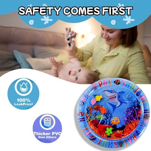 Image of Heavy Duty Tummy Time Water Mat for Babies | Sensory Play Gym for 6-12 Months | Newborn Baby Essentials | Water-Filled Activity Mat | Baby Gifts | Pack of 1 (BEBY Water MAT Round)