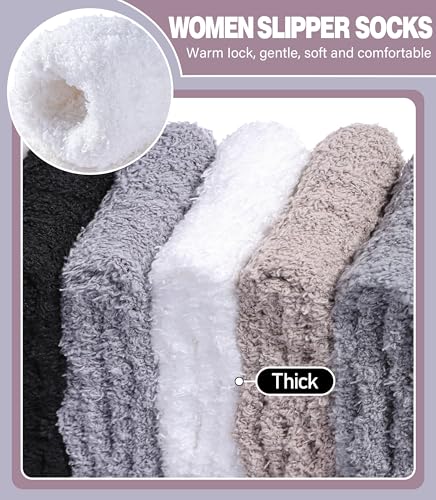 Image of LANLEO Fuzzy Socks for Women Soft Cozy Fluffy Slipper Winter Warm Microfiber Plush Sleeping Socks