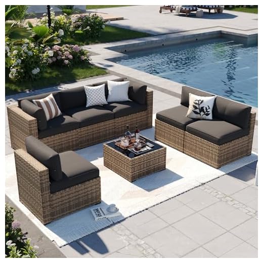 Aoxun Patio Furniture Sets, 7-Piece Outdoor Patio Furniture with Thick Cushions, Wicker Outdoor Conversation Set Sectional Sofa for Backyard, Poolside, Garden