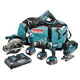 MAKITA Pack mit 6 Maschinen DLX6068PT mit 3 Akkus 18 V 5 Ah Li-Ion, Transporttasche und Ladegerät DC18RD