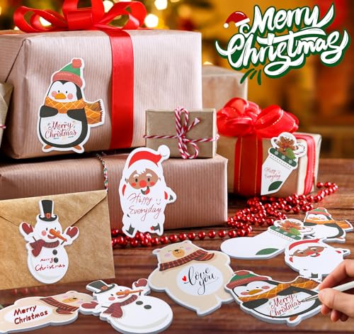 NOTEZMATE 24 Stücker Weihnachts-Haftnotizblöcke Set, 600 Blatt Sticky Notes mit 5 festlichen Motiven, Notizzettel mit Weihnachtsmann, Rentier&Schneemann für Kinder,Studenten,Büro, Weihnachtsgeschenke