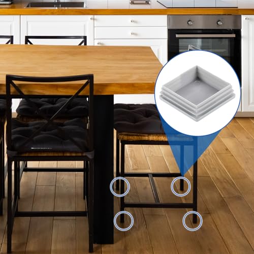 Image of uxcell 2 3 /8 inch (60mm) Square Tubing End Caps, 8 Pcs Plastic Hole Plugs Insert End Cap for Metal Tubing Post Chair Leg Table Bookshelves Furniture, Grey