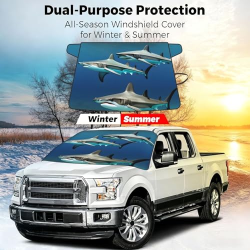 Cubierta de nieve para coche con tiburones protector de parabrisas universal 7