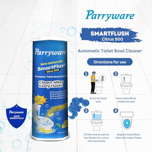 Image of Parryware SmartFlush In-Cistern Automatic Toilet Bowl Cleaner - Citrus 500 I Lasts upto 600* Flushes | 99.9% Disinfection | Cleans after every flushes | FCSF0103 (PACK OF 4)